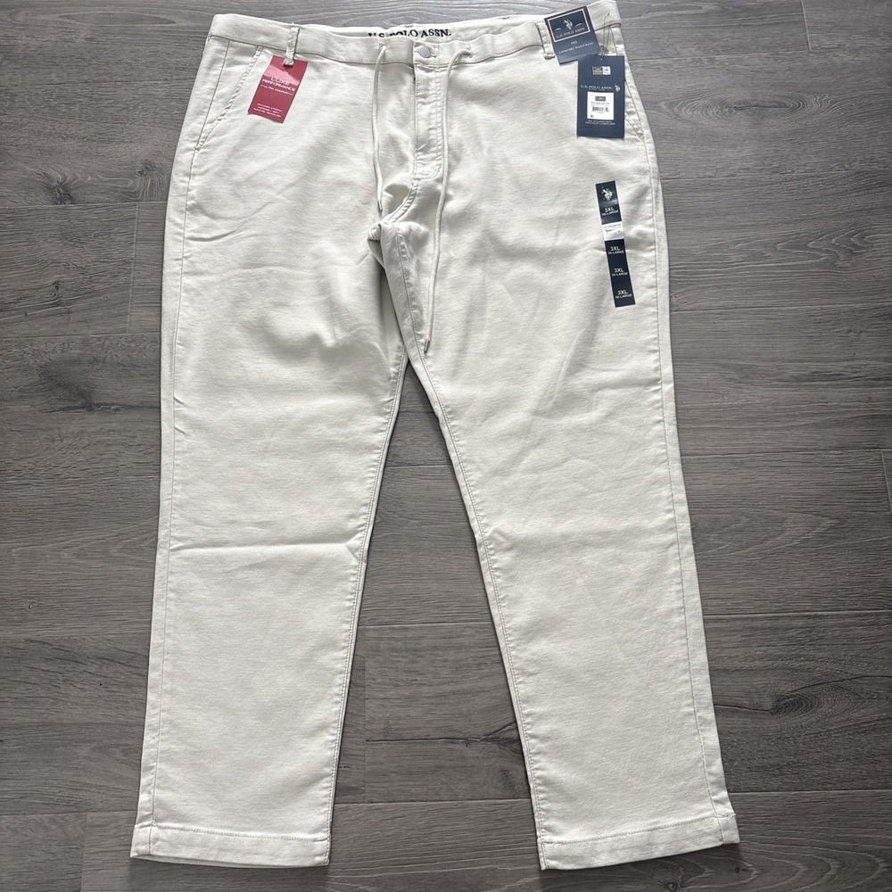 US Polo Assn Mens 3XL Luxe Performance Comfort Waist Chino Pants adobe sand New